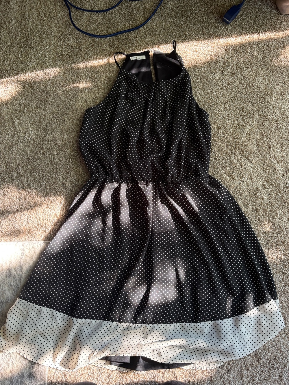 Polka Dot Halter Summer Dress - Black and White